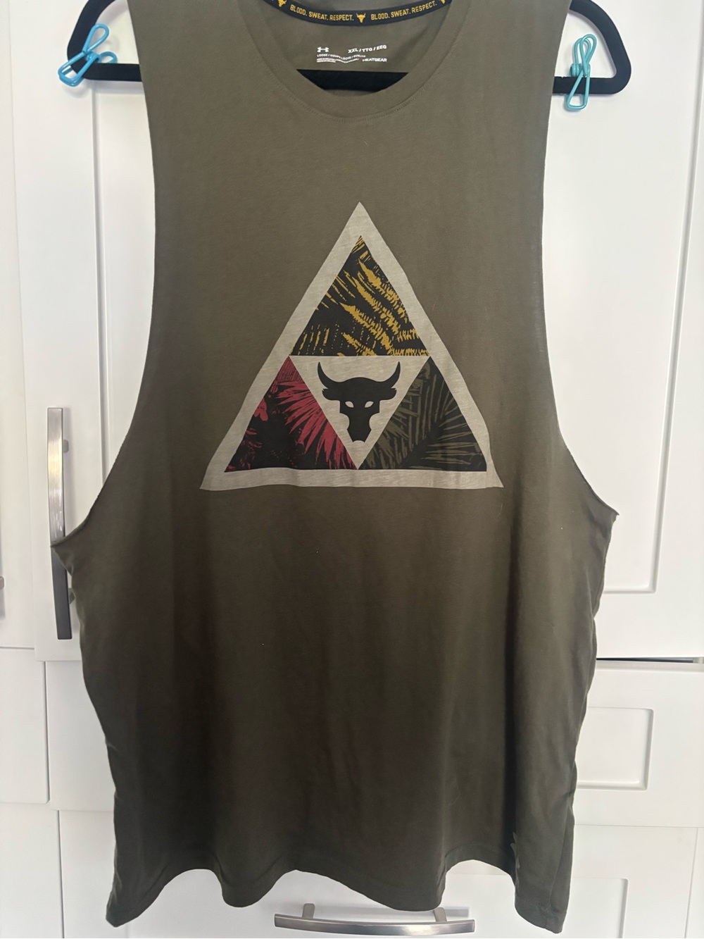 Under Armour Olive Green HeatGear Tee with Yellow Accent